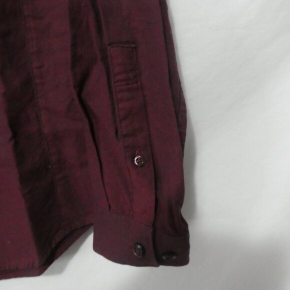 TOPMAN - Stretch - Skinny Fit | small | Classic Burgundy Long Sleeve Shirt - Picture 8 of 14